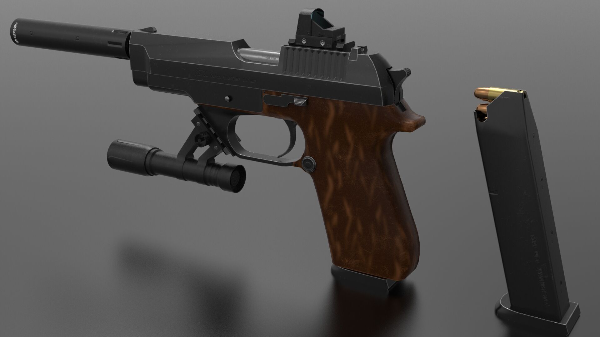 Pistol 93R  Fps - Tps Low-poly 3D model_4