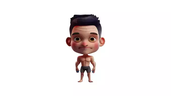 3d rendered cartoon character of a muscular man