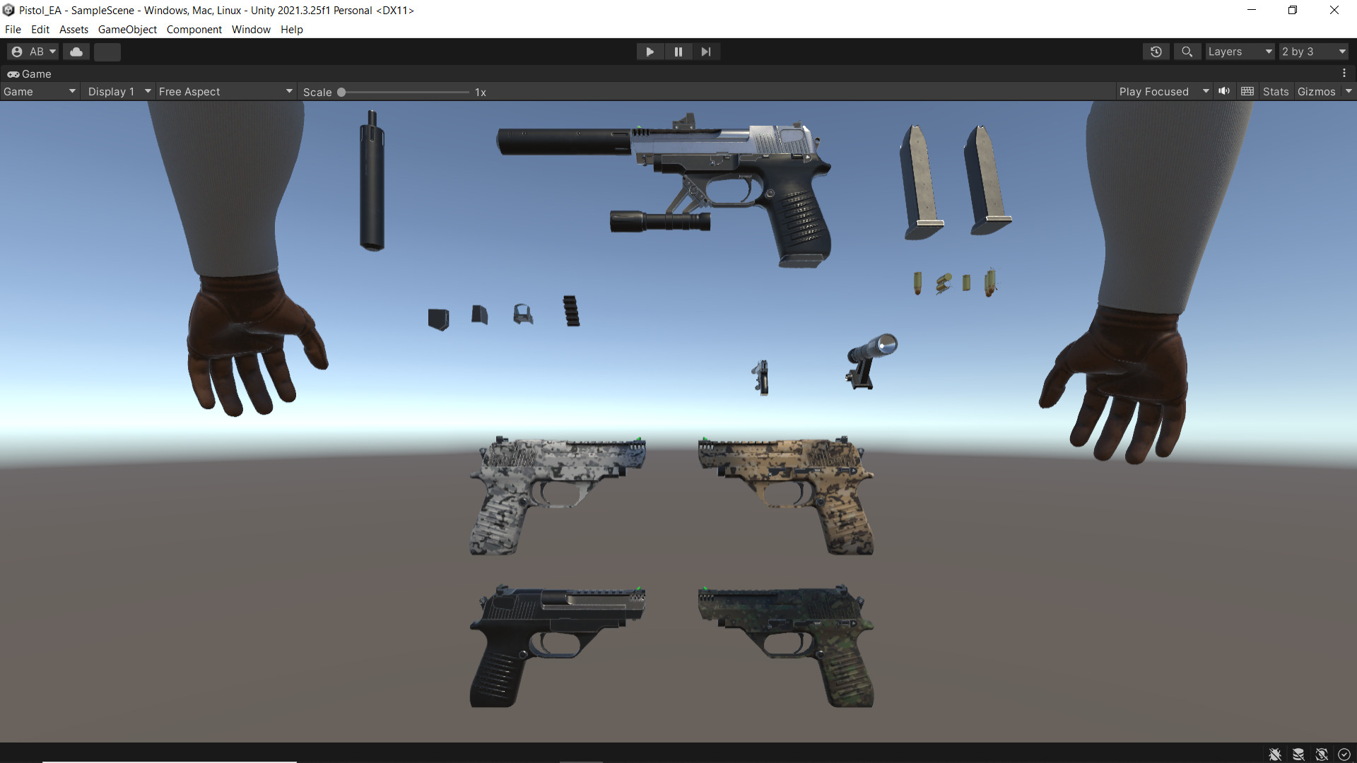 Pistol Eagle Fps - Tps Low-poly 3D model_11