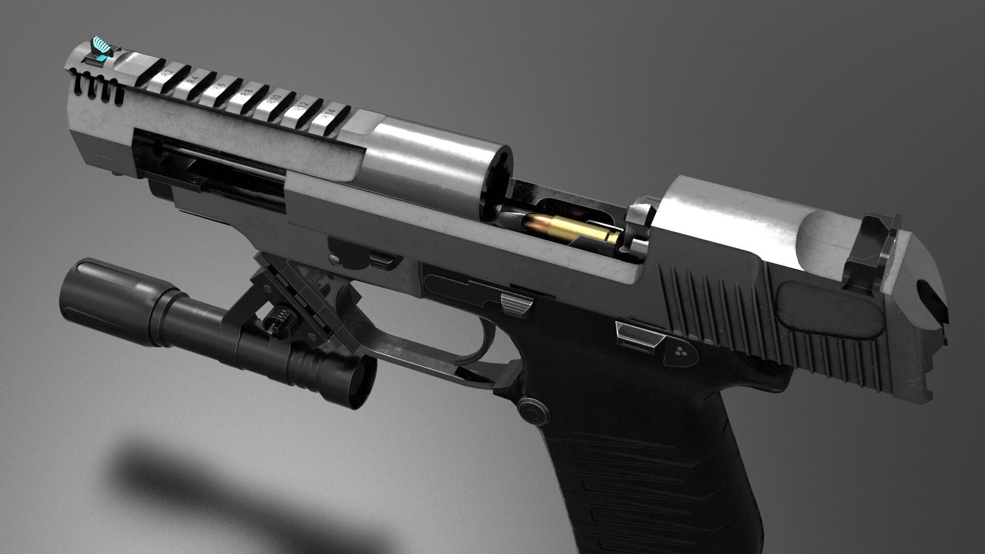 Pistol Eagle Fps - Tps Low-poly 3D model_6