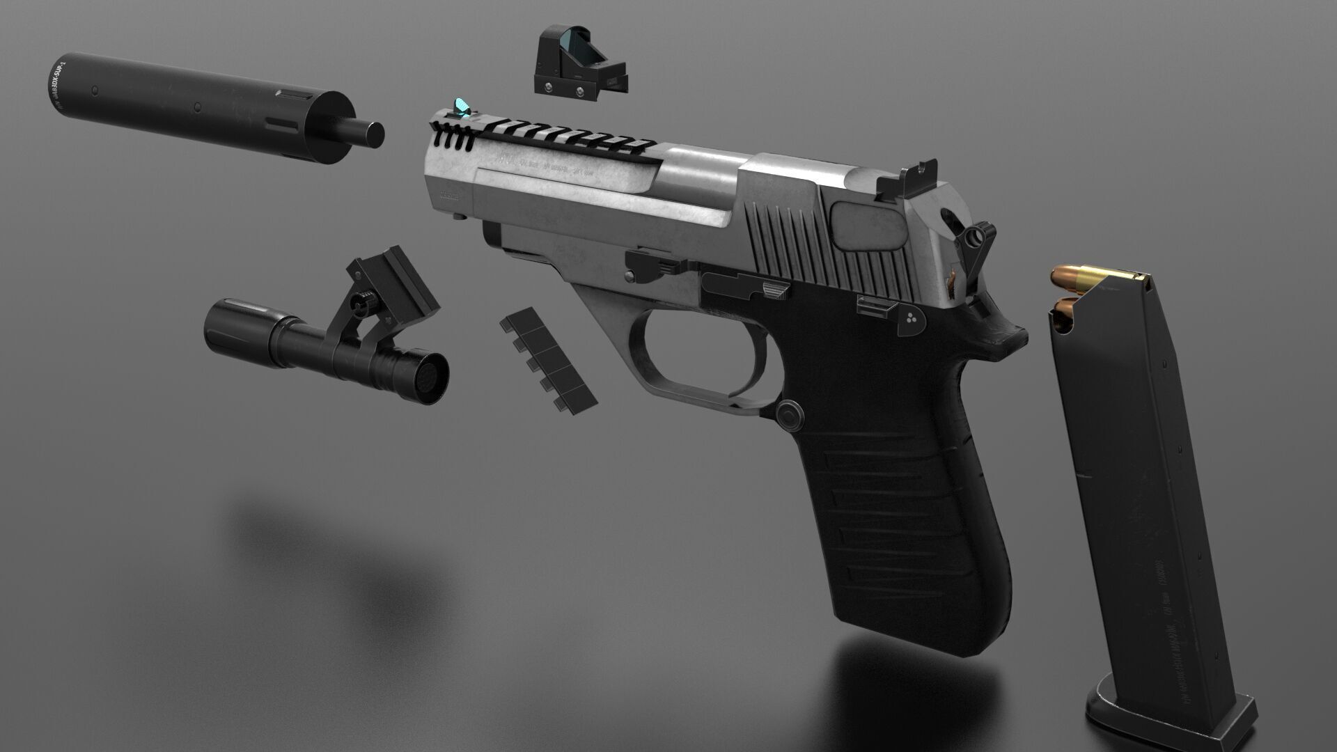 Pistol Eagle Fps - Tps Low-poly 3D model_4