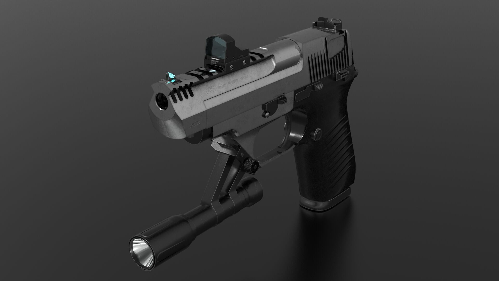 Pistol Eagle Fps - Tps Low-poly 3D model_5