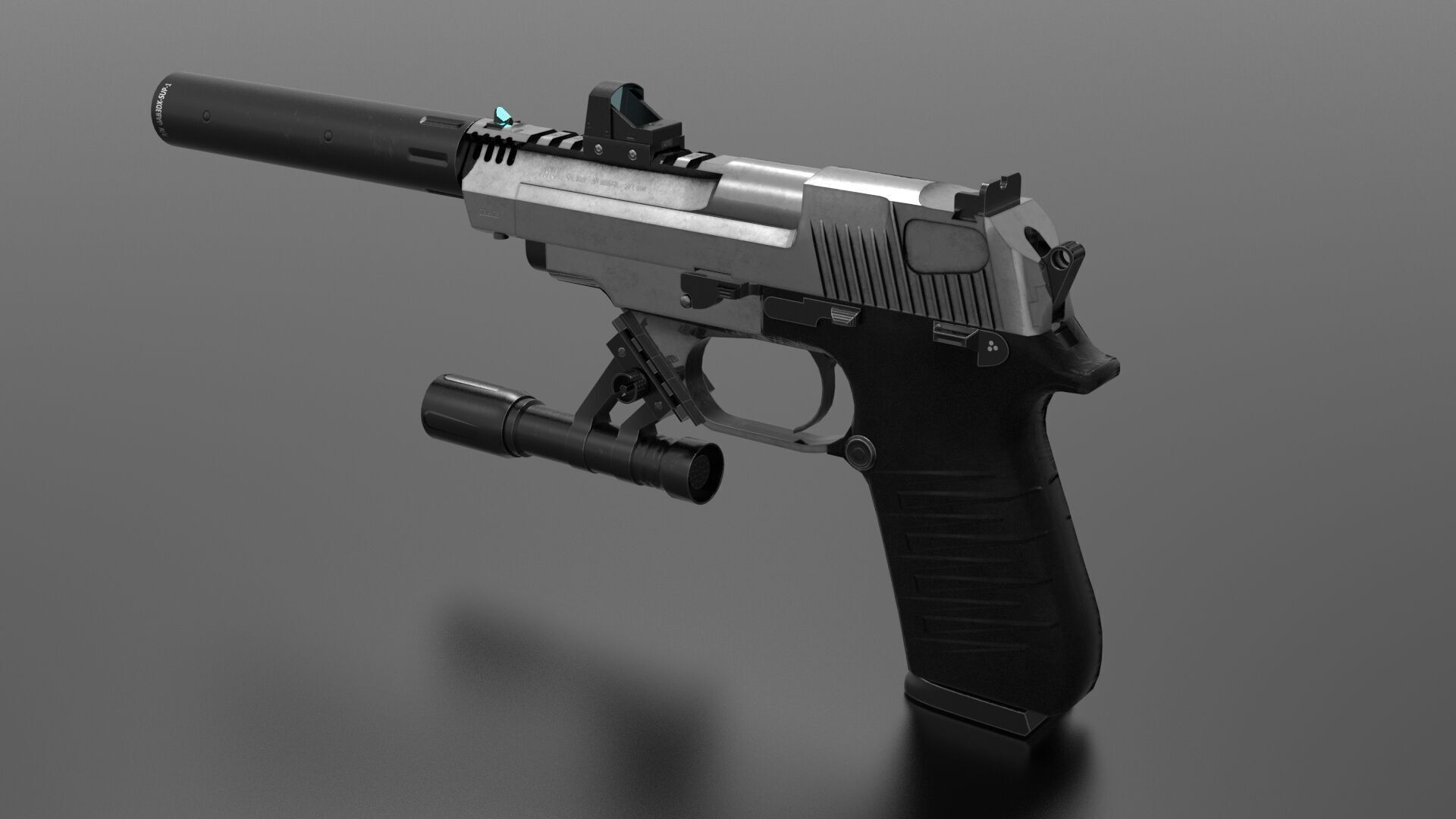 Pistol Eagle Fps - Tps Low-poly 3D model_3
