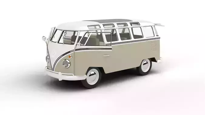 Volkswagen T1 Samba Bus 1950 HQ 3d model
