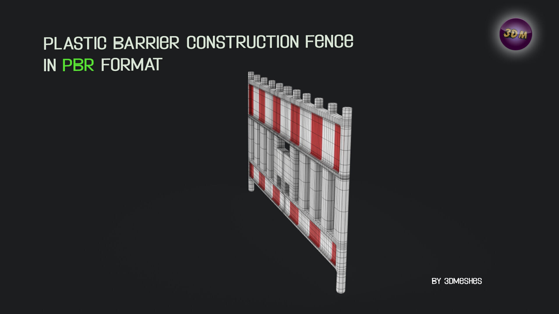 Plastic Barrier Construction Fence Low-poly 3D model_7