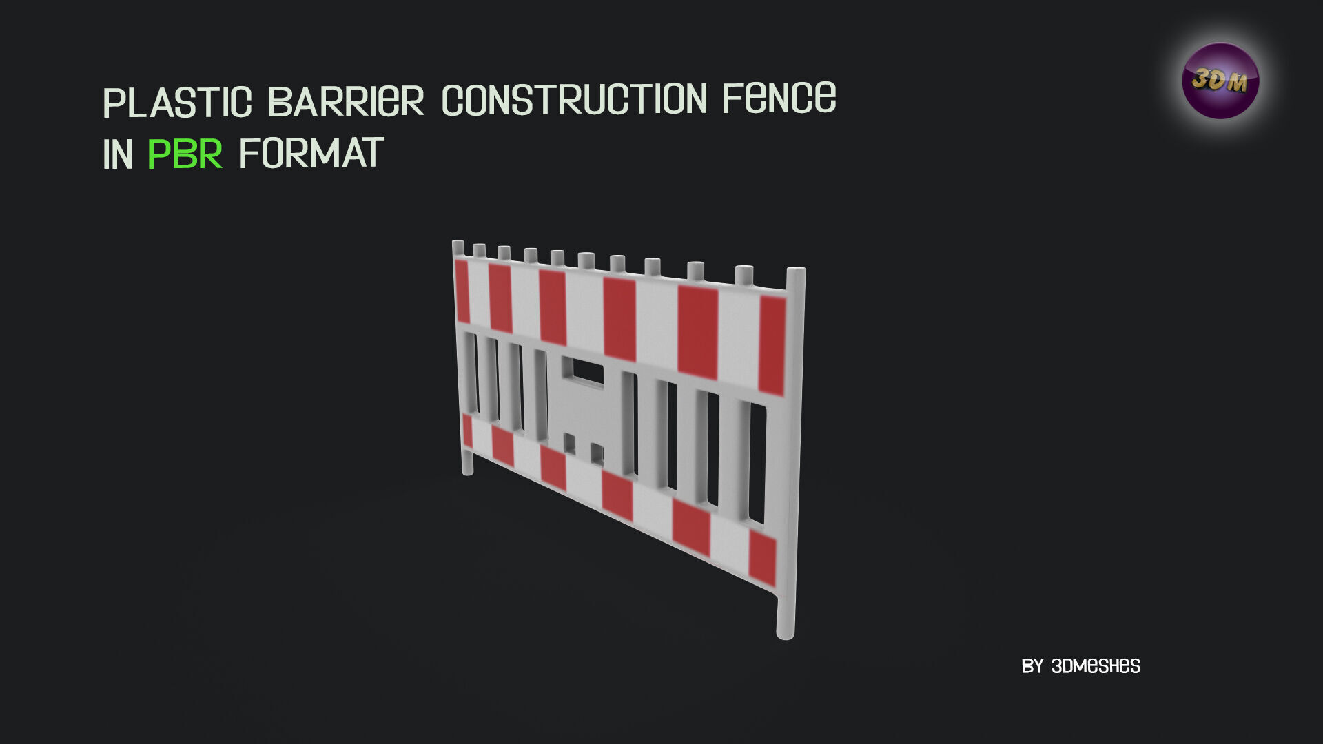Plastic Barrier Construction Fence Low-poly 3D model_3