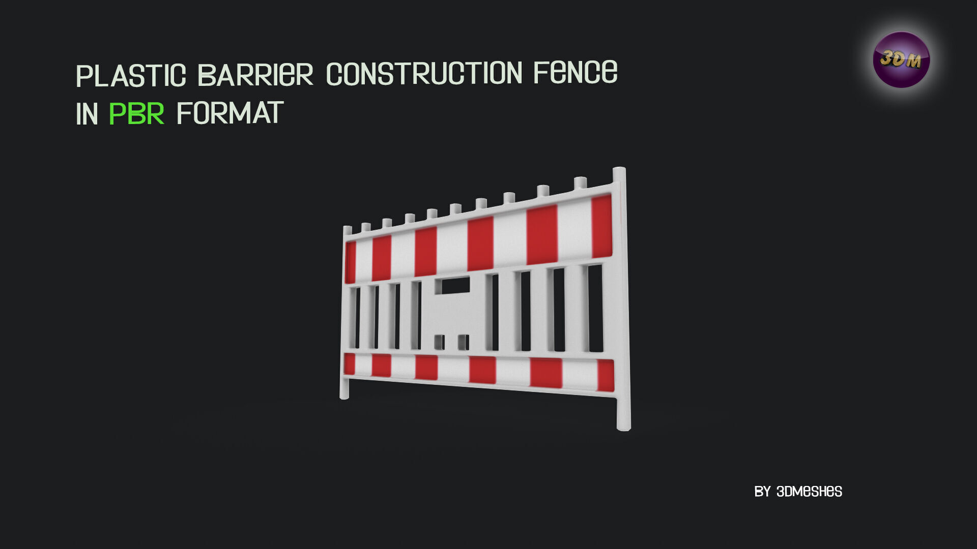 Plastic Barrier Construction Fence Low-poly 3D model_20