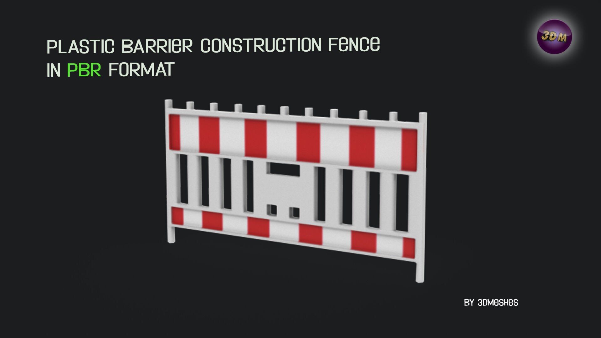 Plastic Barrier Construction Fence Low-poly 3D model_17