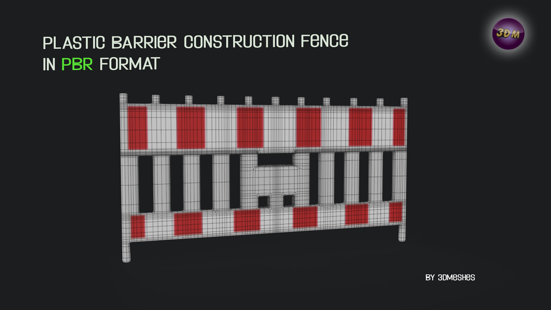 Plastic Barrier Construction Fence Low-poly 3D model_8