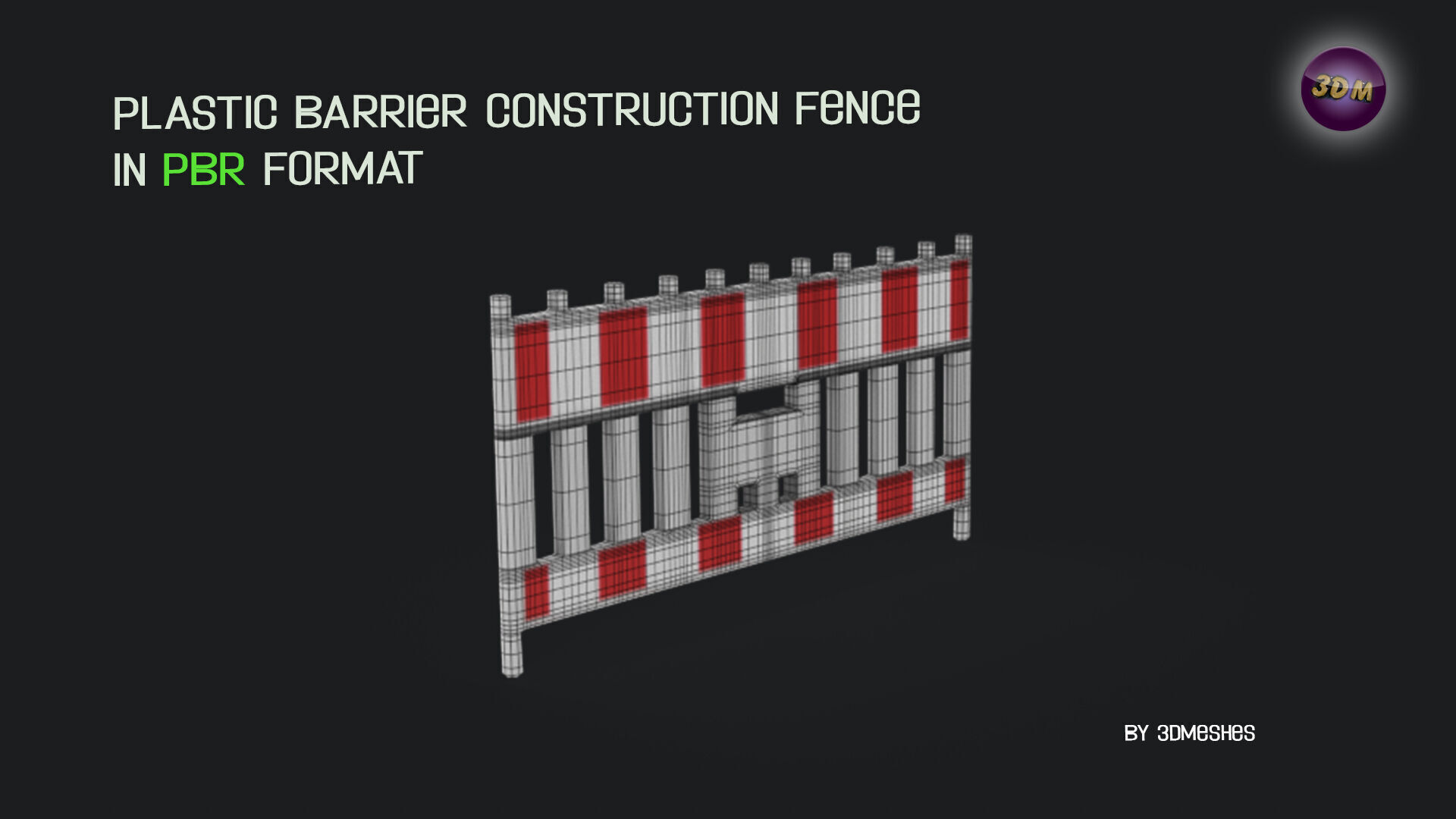 Plastic Barrier Construction Fence Low-poly 3D model_19