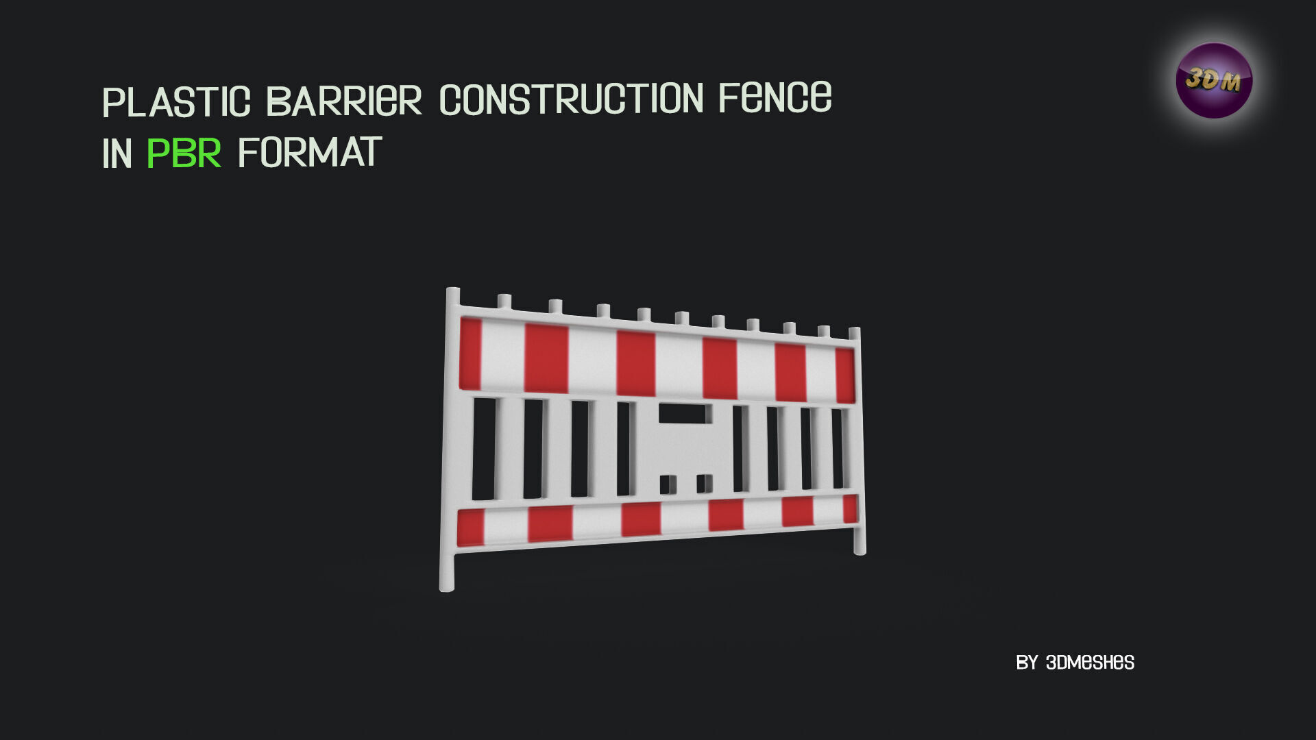 Plastic Barrier Construction Fence Low-poly 3D model_21