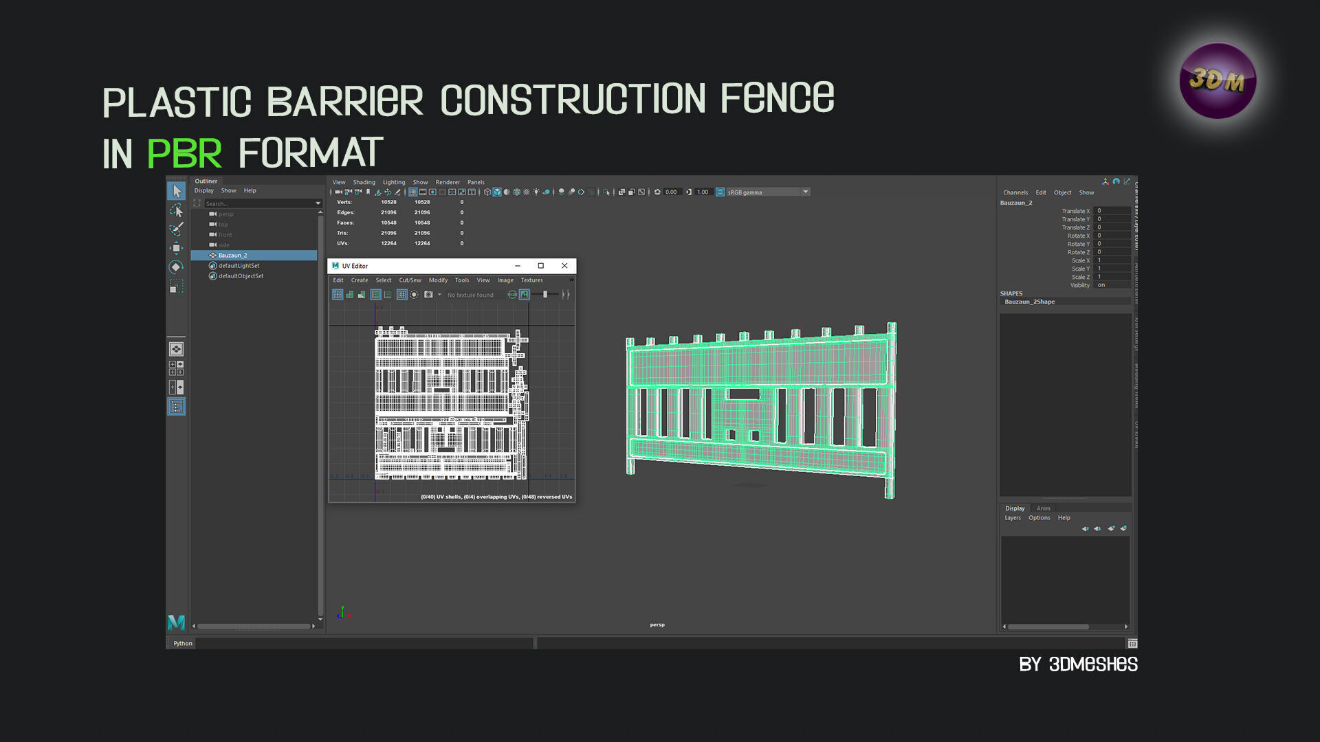 Plastic Barrier Construction Fence Low-poly 3D model_10