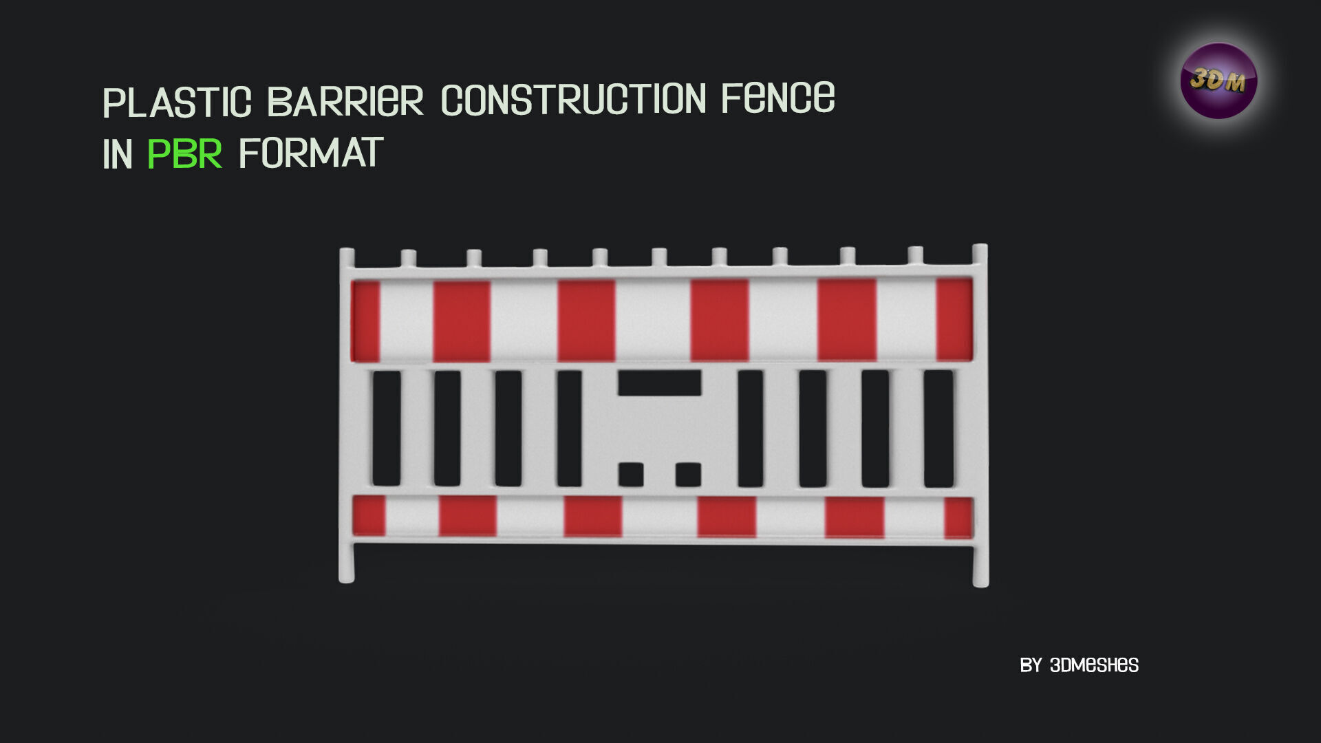 Plastic Barrier Construction Fence Low-poly 3D model_4