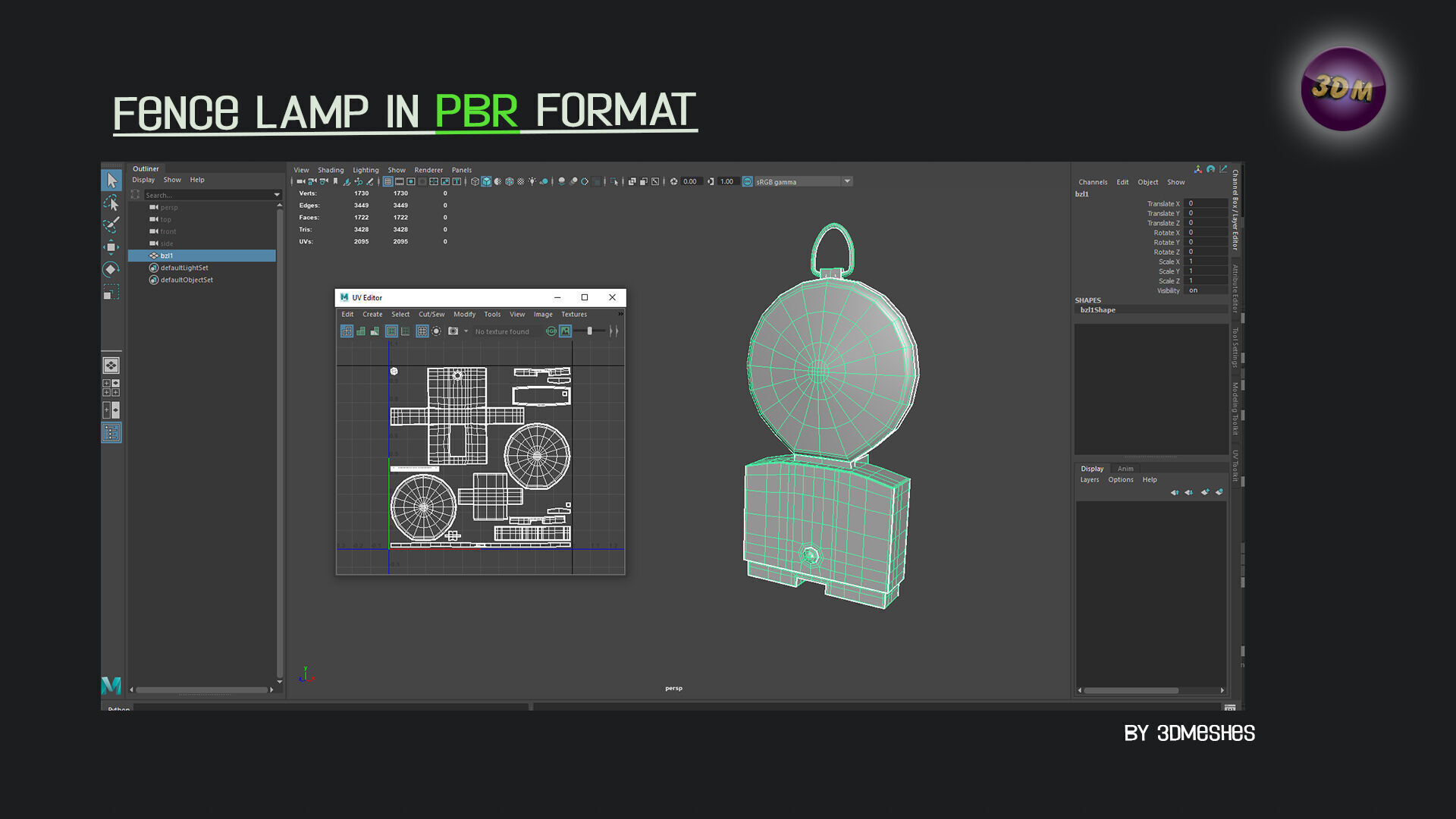realistic Fence lamp with light  Low-poly 3D model_6