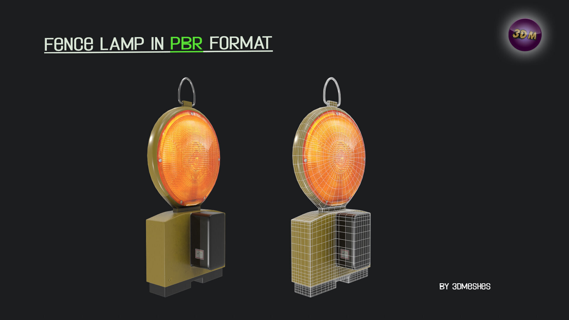 realistic Fence lamp with light  Low-poly 3D model_14