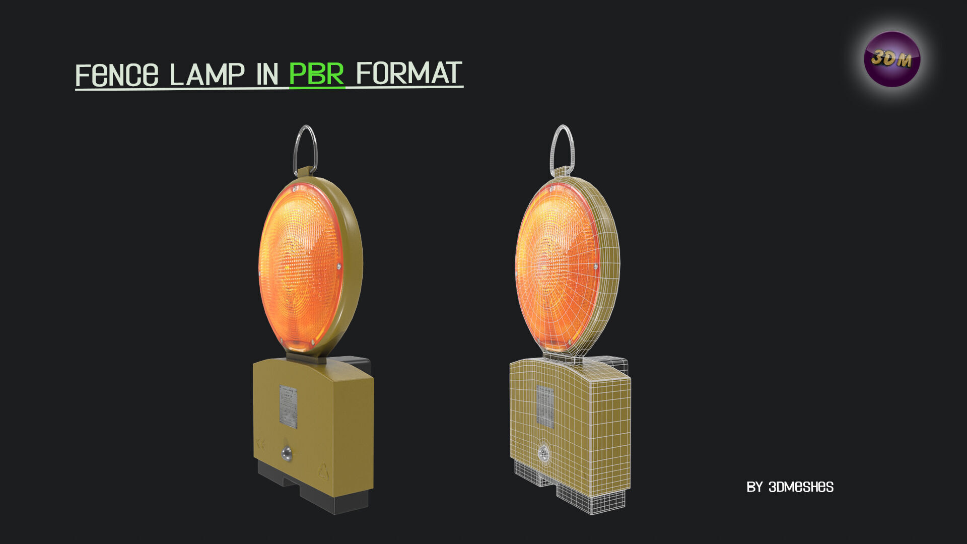 realistic Fence lamp with light  Low-poly 3D model_15