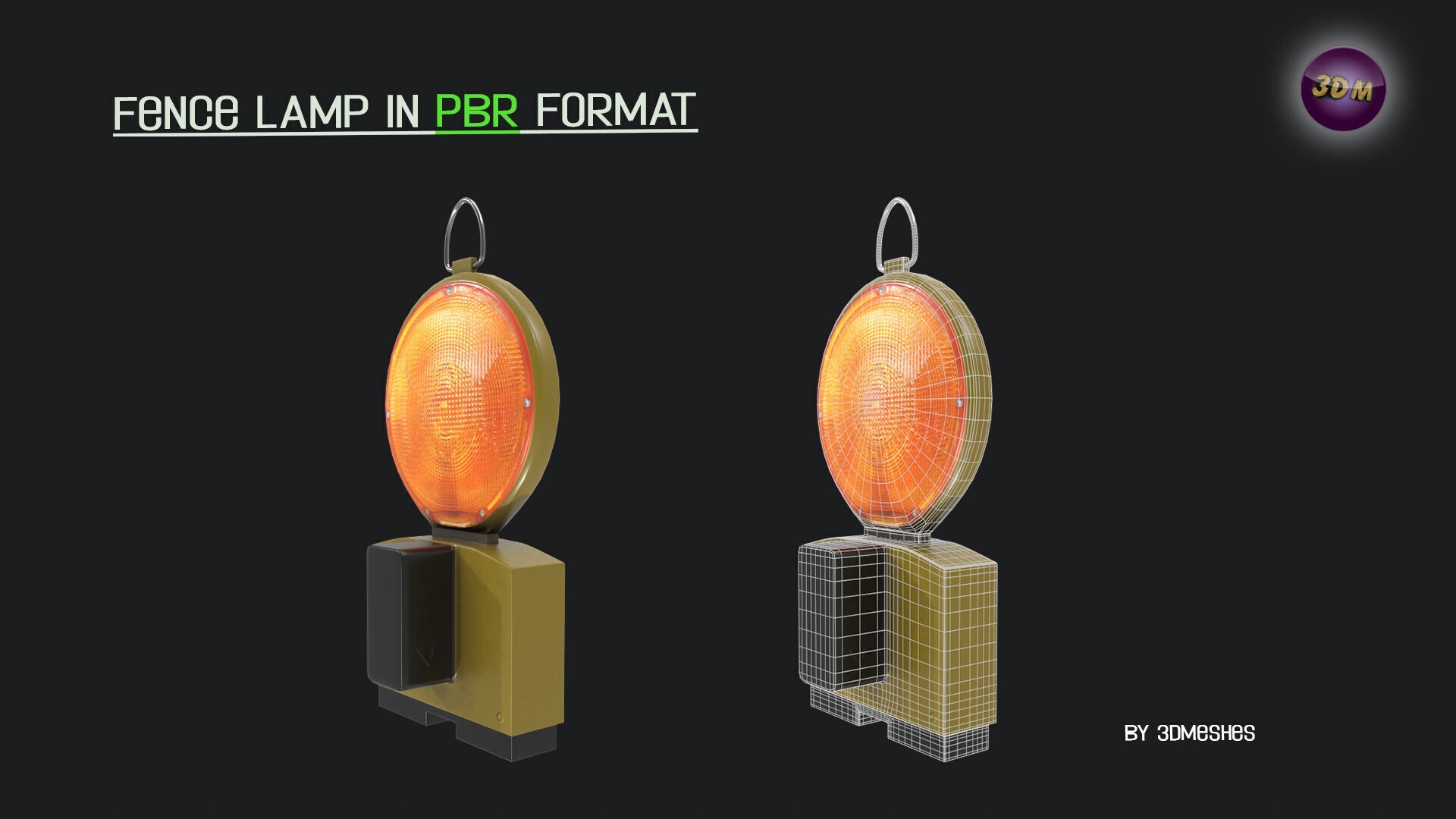 realistic Fence lamp with light  Low-poly 3D model_13