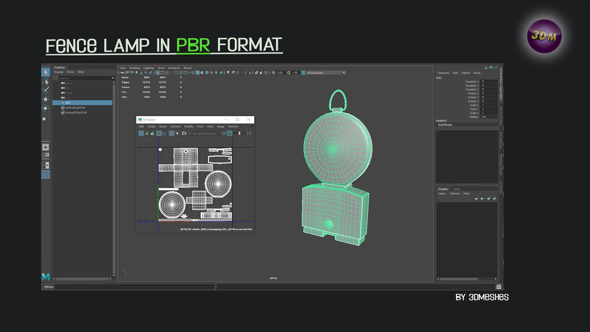 realistic Fence lamp with light  Low-poly 3D model_7