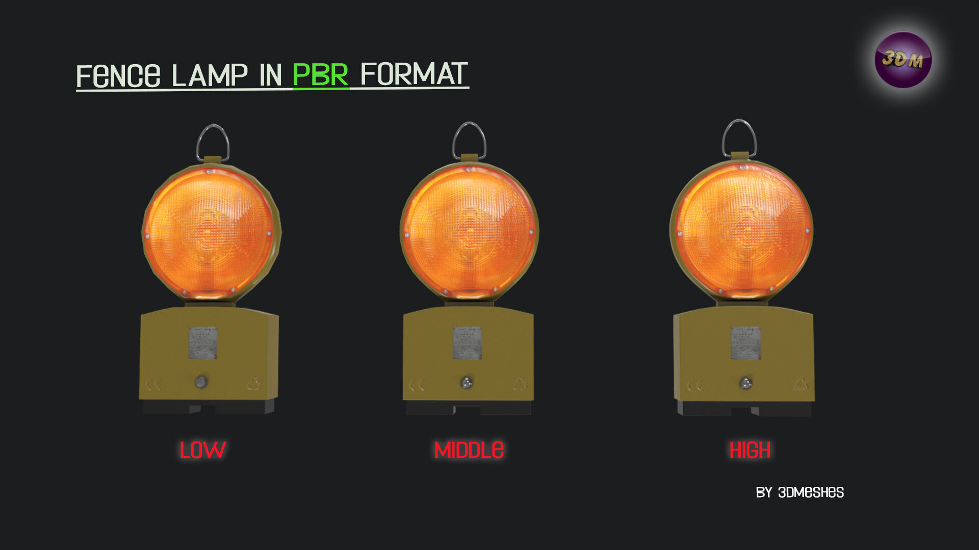 realistic Fence lamp with light  Low-poly 3D model_9