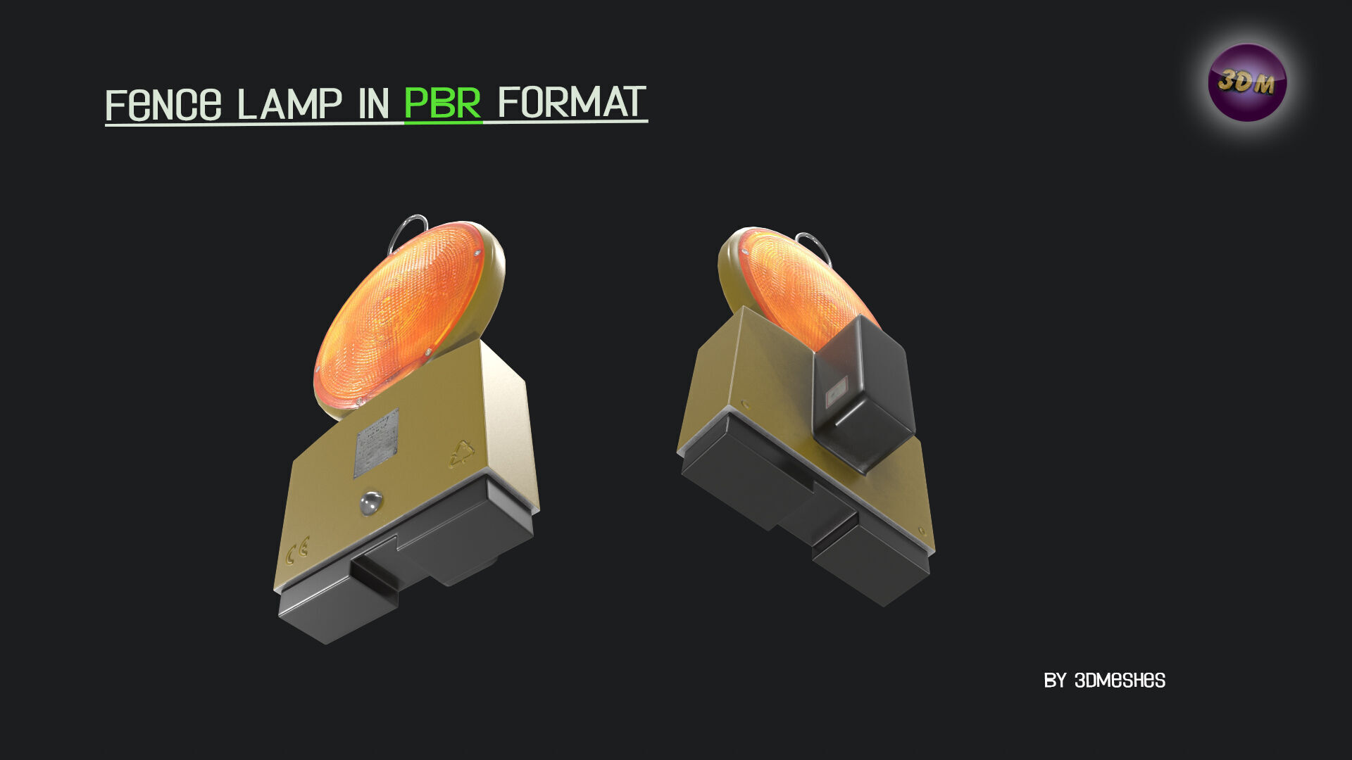 realistic Fence lamp with light  Low-poly 3D model_16