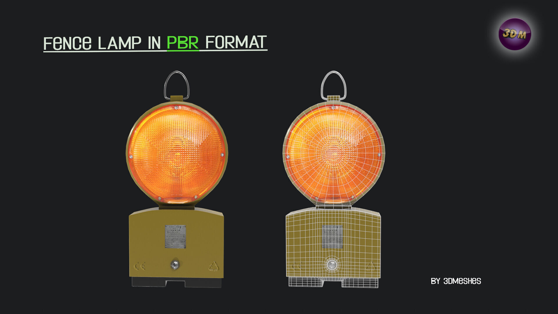 realistic Fence lamp with light  Low-poly 3D model_11