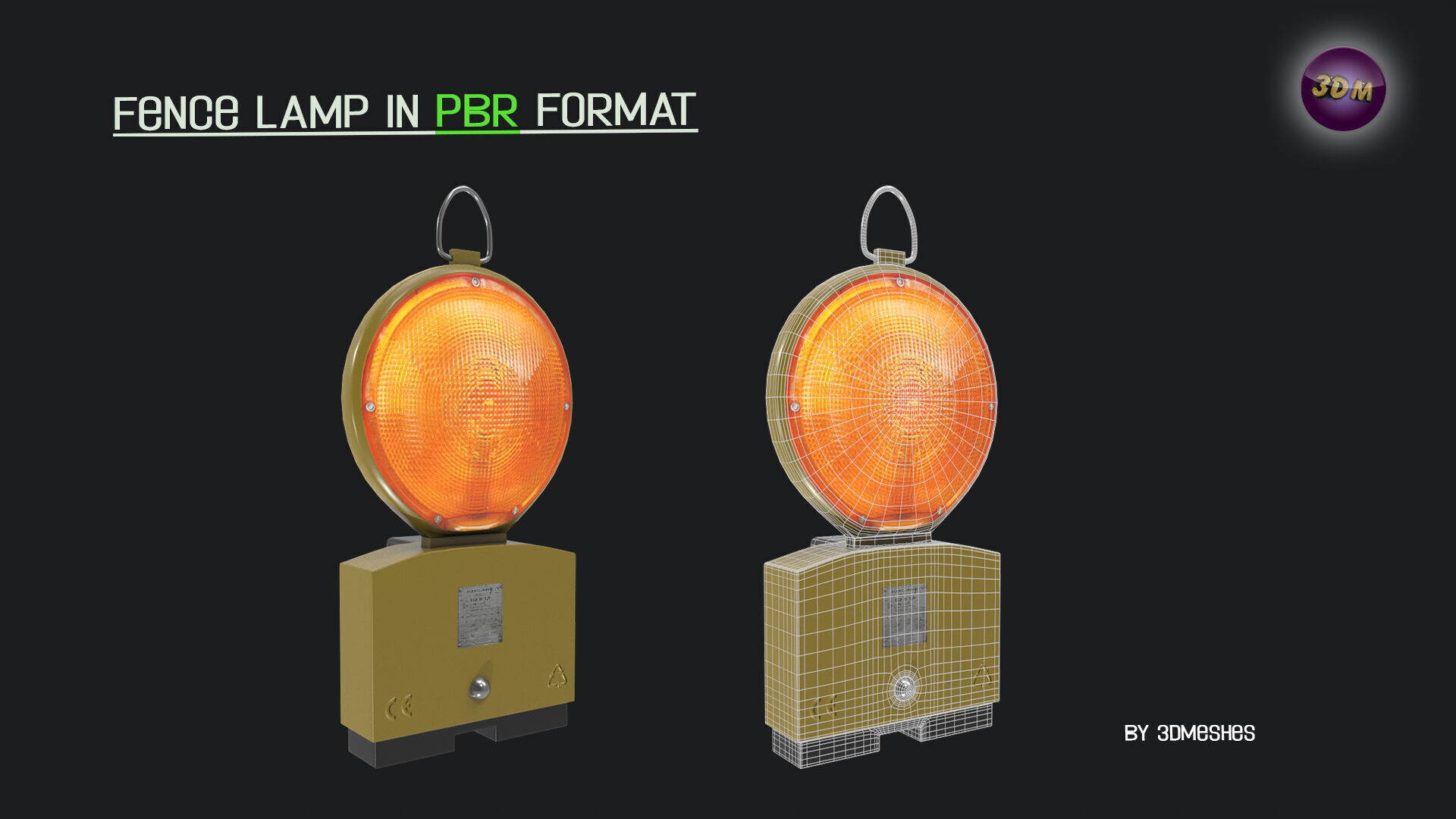 realistic Fence lamp with light  Low-poly 3D model_12