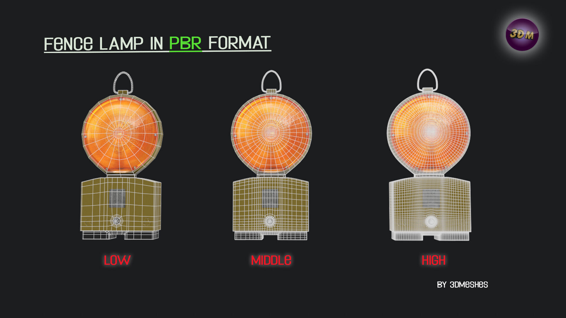 realistic Fence lamp with light  Low-poly 3D model_10