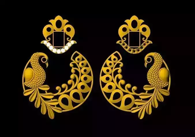 peacock earrings 3dm file
