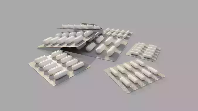 All blister types without pills Low-poly 3D model