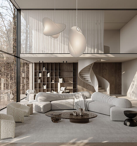modern living room interior scenes 123 3D model
