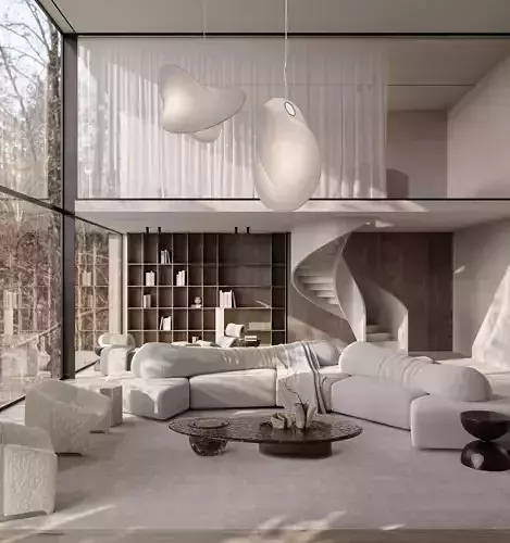 modern living room interior scenes 123 3D model