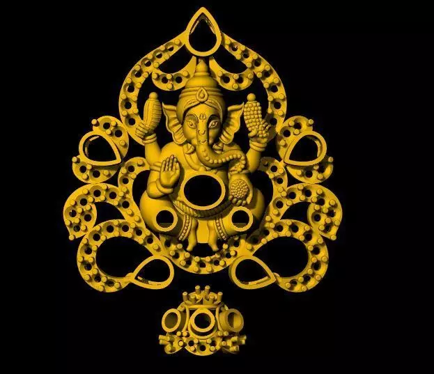 ganesh necklace pendant 3dm file 3D print model_0