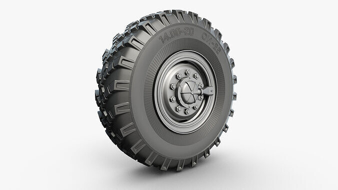 Ural-375 Truck Wheel High-Poly 3D model