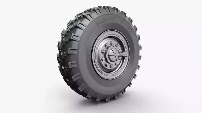 Ural-375 Truck Wheel High-Poly