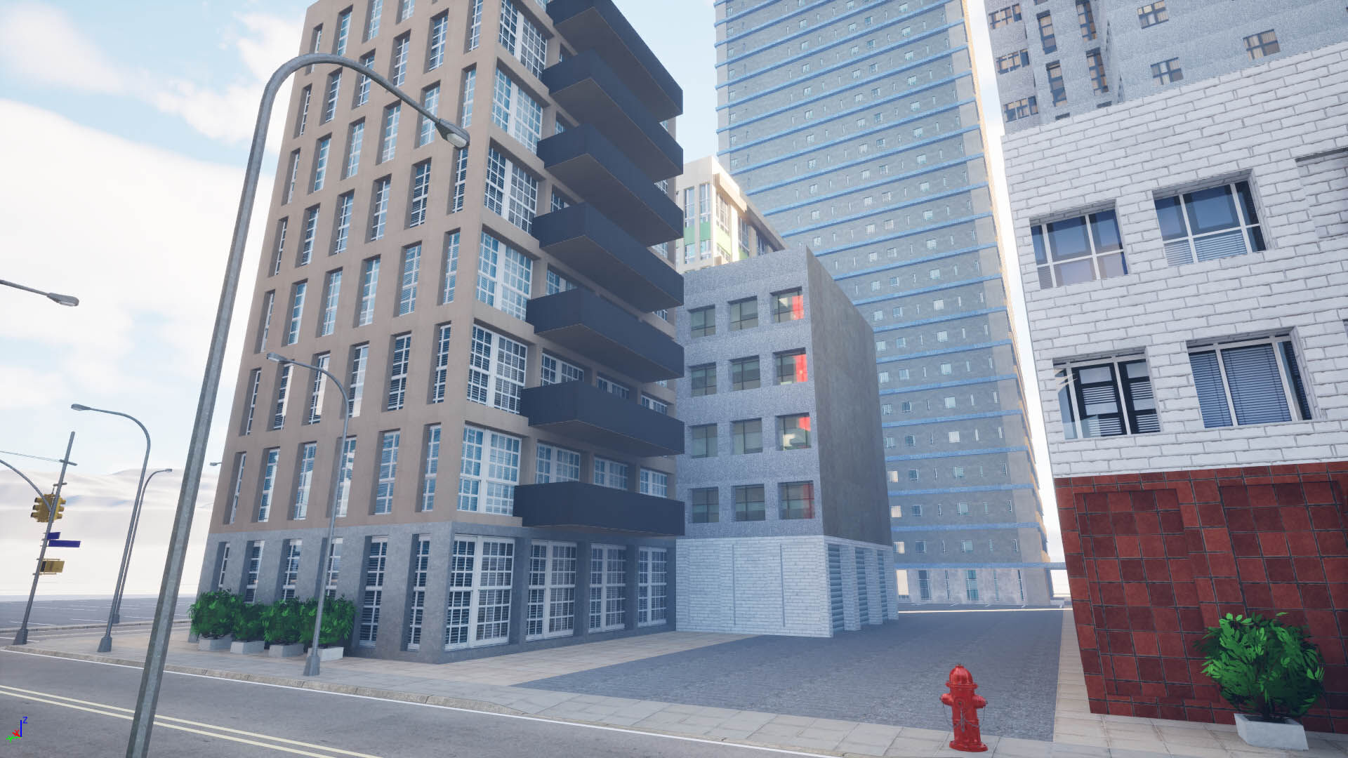 City Downtown Skyscraper Street - Unreal - Lot 07 Low-poly 3D model_7