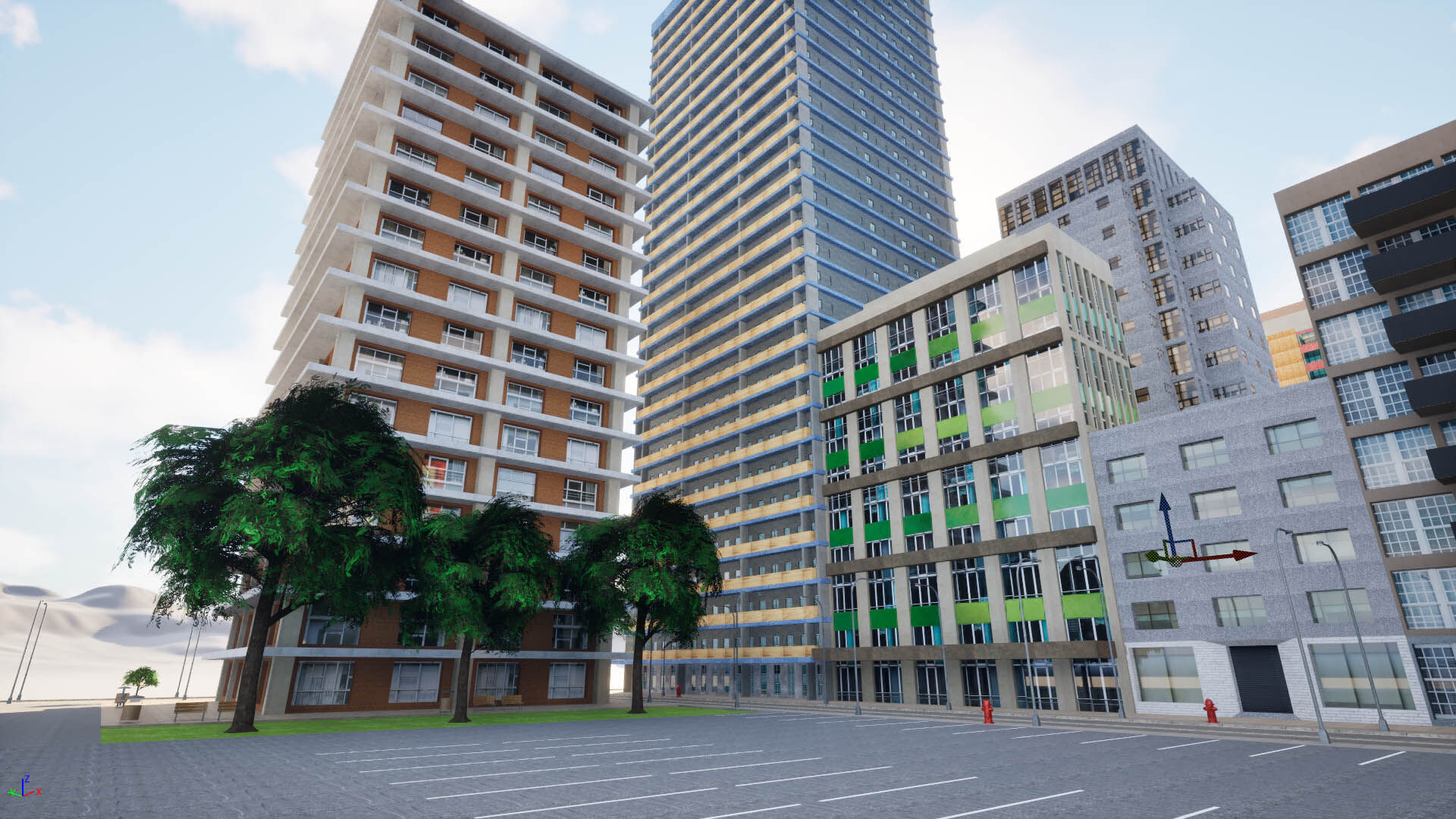 City Downtown Skyscraper Street - Unreal - Lot 07 Low-poly 3D model_10