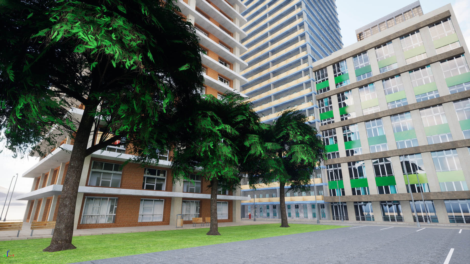 City Downtown Skyscraper Street - Unreal - Lot 07 Low-poly 3D model_12