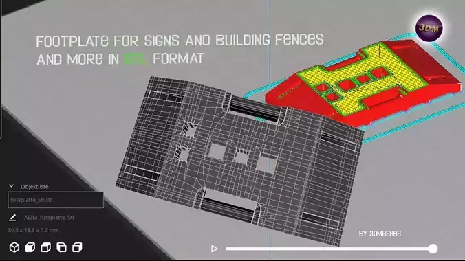 Footplate for signs and building for 3d print 3D print model