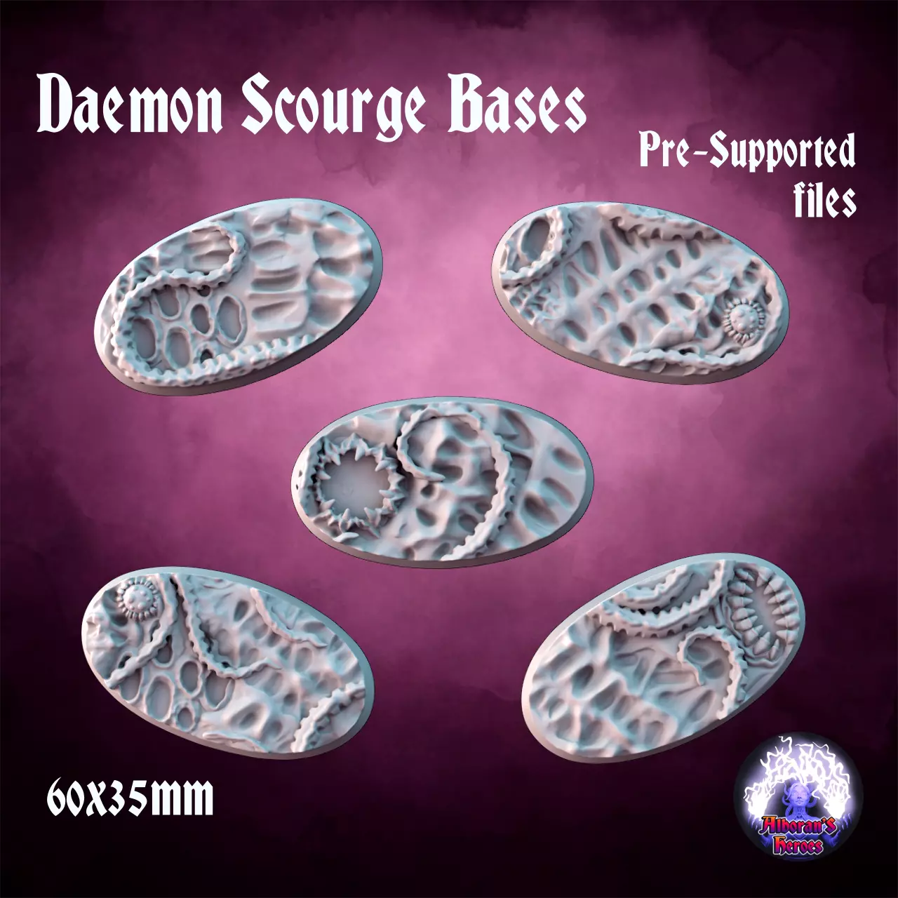 Daemon Scourge Bases - 60x35mm 3D print model_0