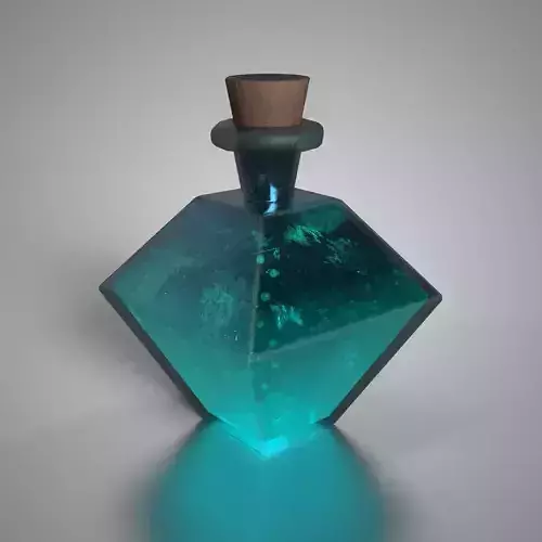 Fantasy Teal Arcane Potion Stylized Diamond Glass Bottle