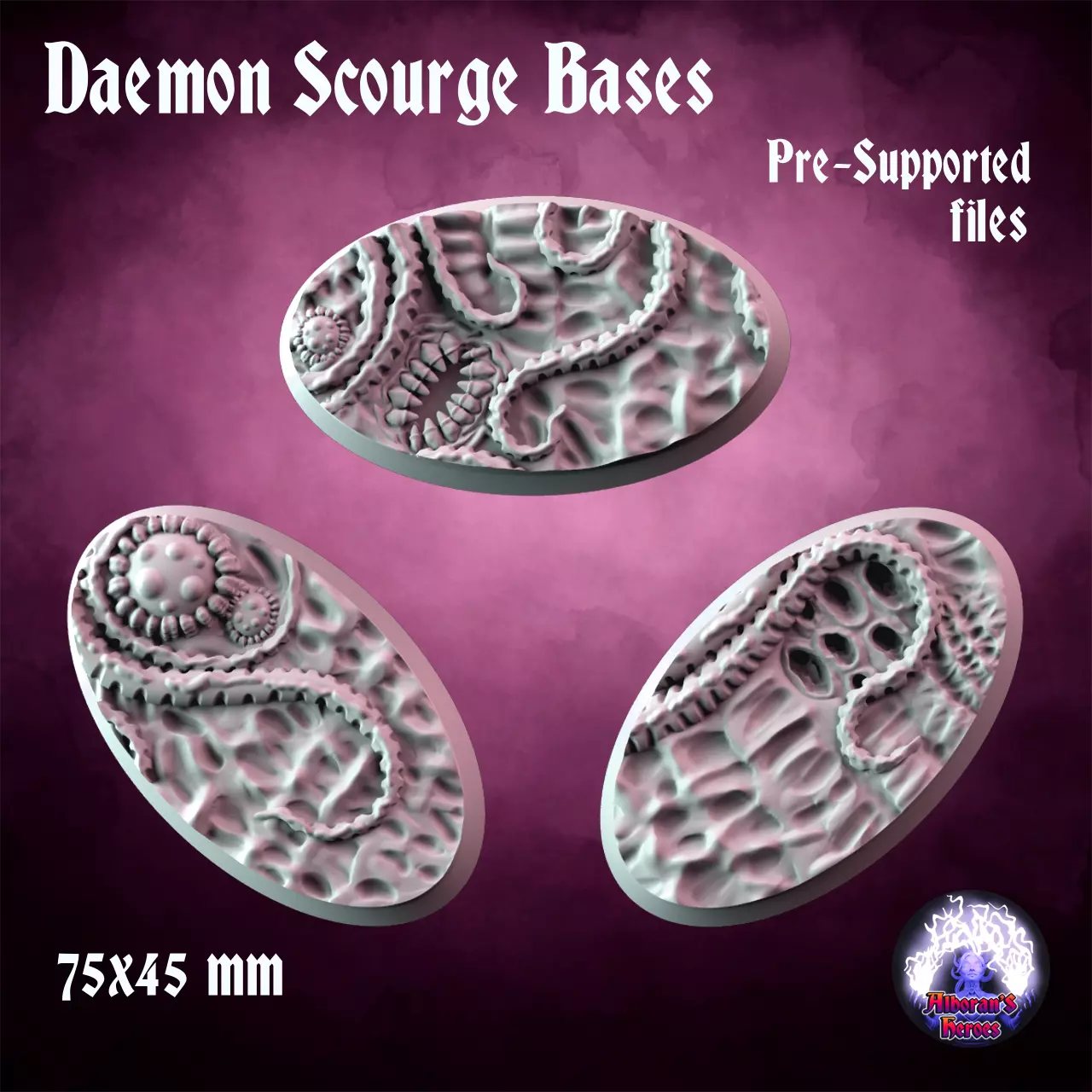 Daemon Scourge Bases - 75x45 3D print model_0