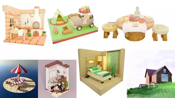 Ultimate Stylized Scene Pack 7 Unique Low Poly Environments Low-poly 3D model Ultimate Stylized Scene Pack 7 Unique Low Poly Environments Low-poly 3D model