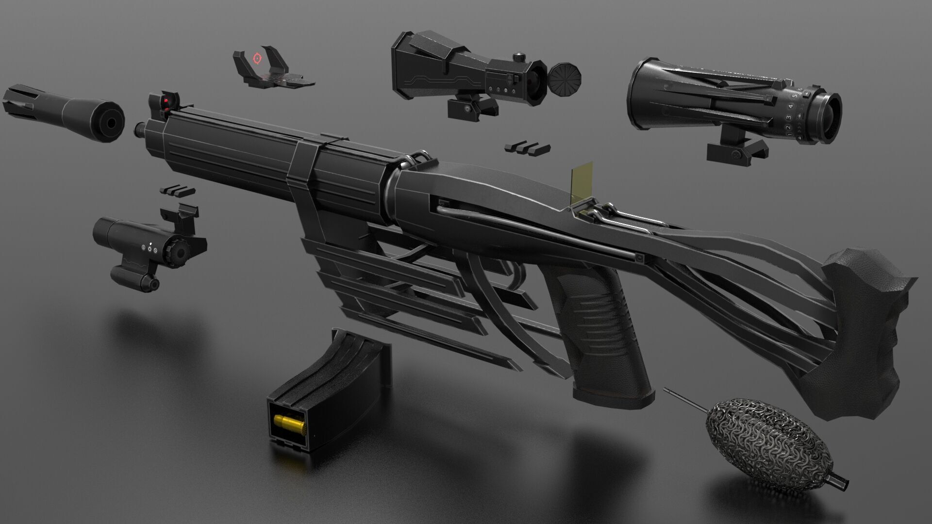 Scifi Gun Fps - Tps Low-poly 3D model_2