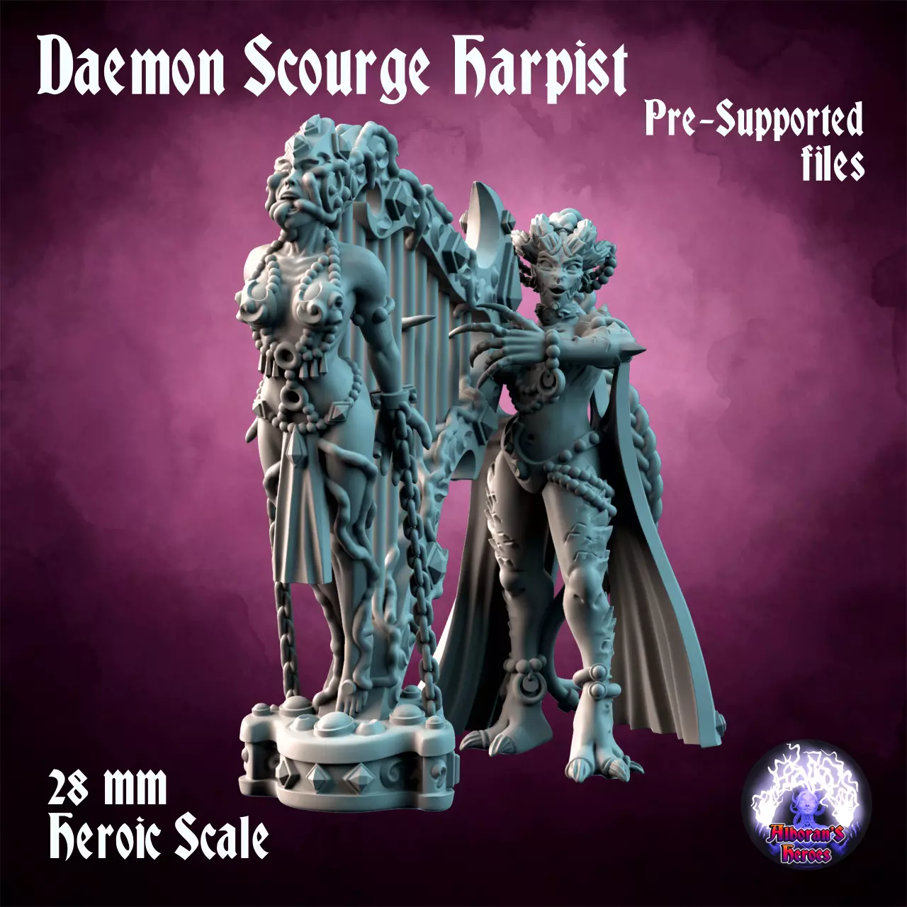 Daemon Scourge Harpist 3D print model