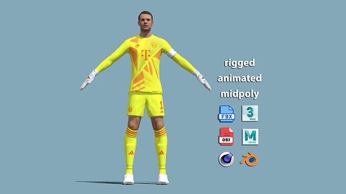 T-Pose Rigged Manuel Neuer Bayern Munich 2025 3D model