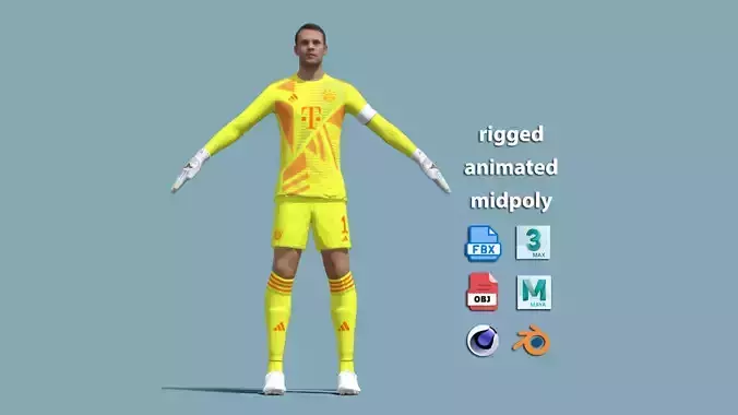 T-Pose Rigged Manuel Neuer Bayern Munich 2025 3D model