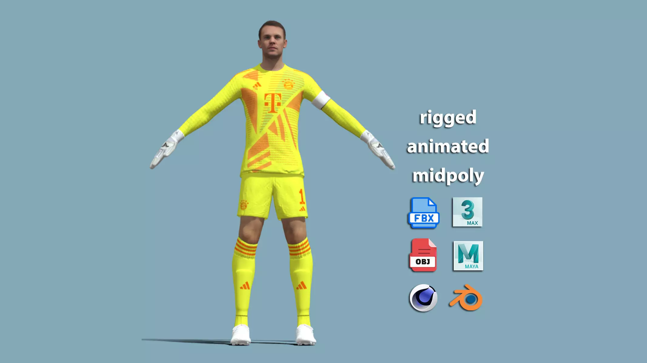 T-Pose Rigged Manuel Neuer Bayern Munich 2025 3D model_0