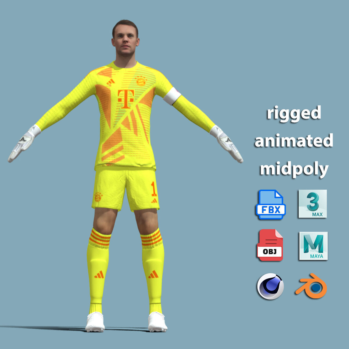 T-Pose Rigged Manuel Neuer Bayern Munich 2025 3D model_2