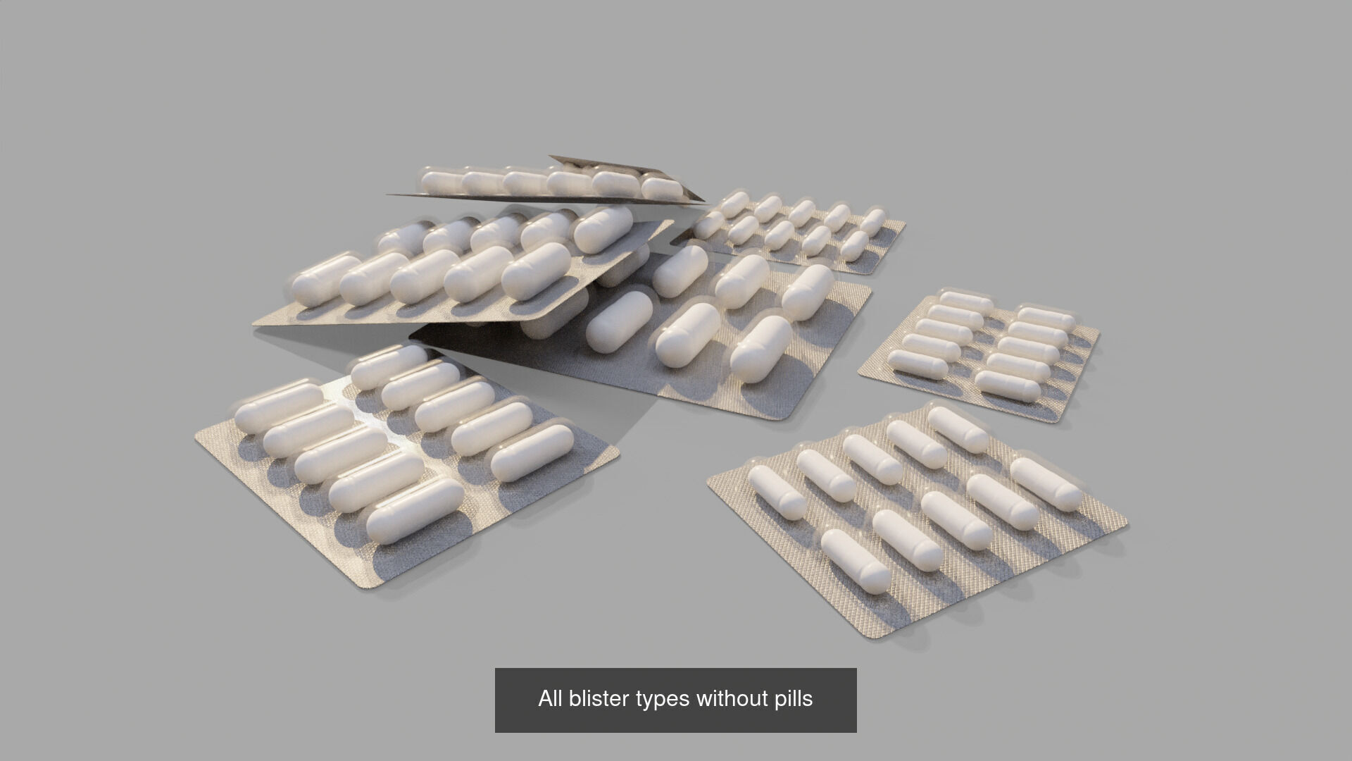 Blister and capsule and bottle medical pack 3D Model Collection_8