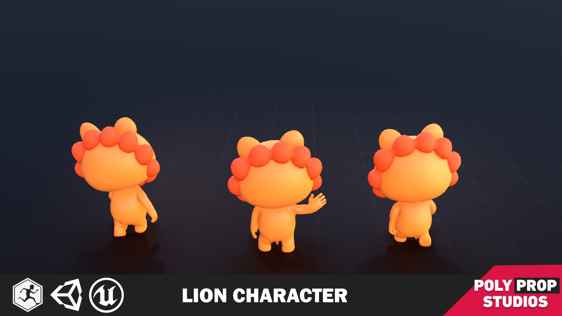 Funny Lion Character Lowpoly Low-poly 3D model_2